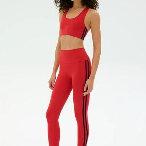 Splits59 Red Leggings with Black Stripes